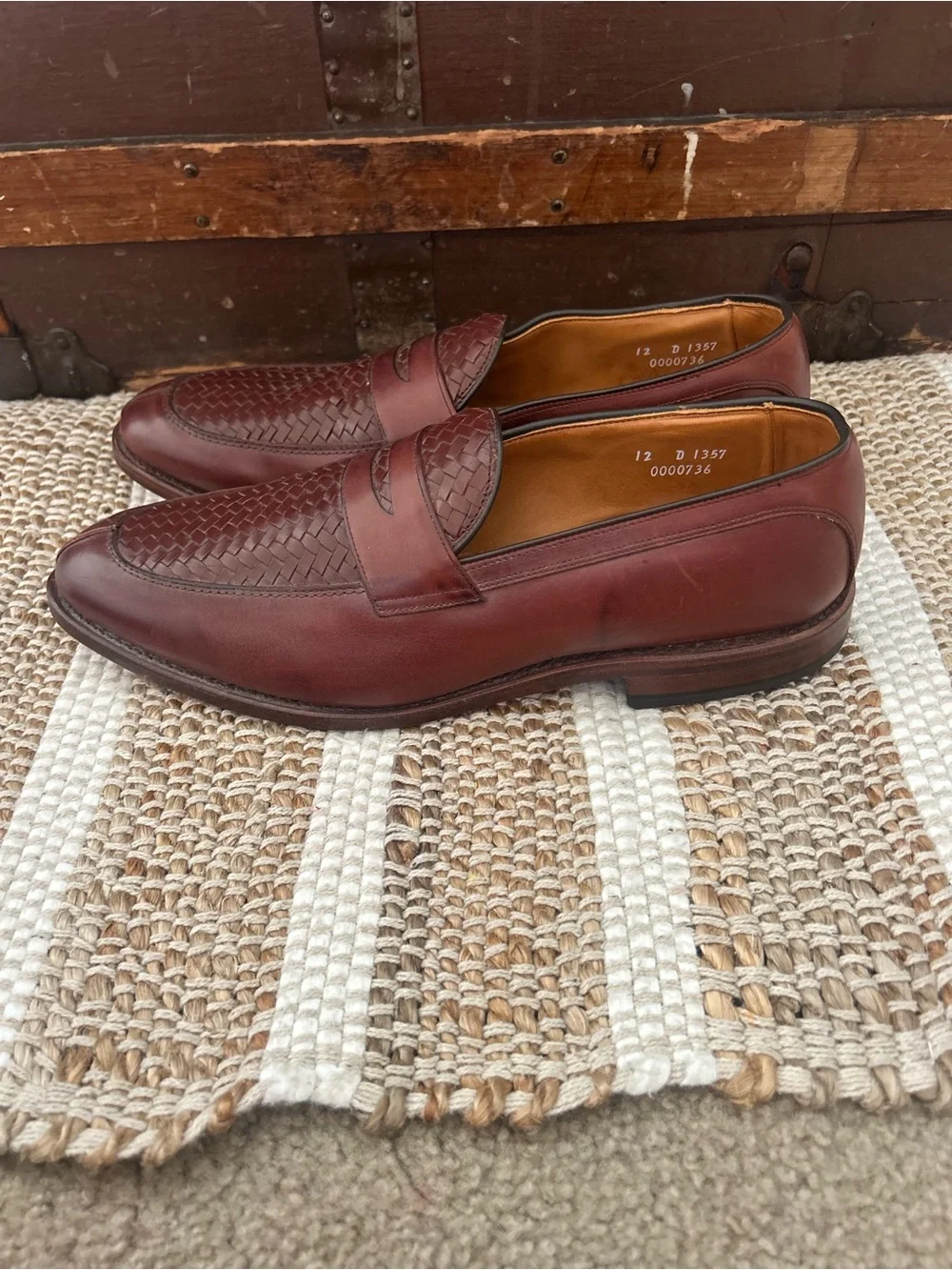 Allen Edmonds Foley Brown Woven Leather Slip-On Dress Loafers Men’s 12 D